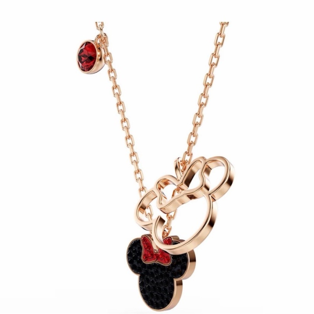 Swarovski Mickey & Minnie Pendant – Multicolored, Rose Gold Tone Plated